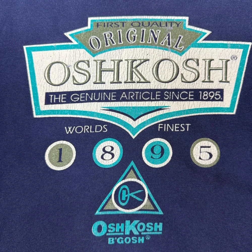 Vintage OshKosh Graphic Navy Kids Long Sleeve Tee Size 6/7 Retro‎ Heritage Shirt